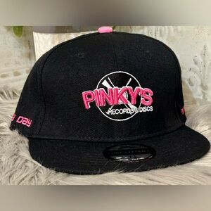 Pinky's Records Men's Pink and Black Cap headgear classics fitted 7 1/4 hat